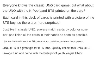 BTS Uno Card Set